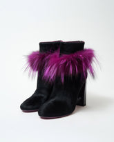 Stivaletti Fendi in pelliccia nera con finiture in volpe rosa